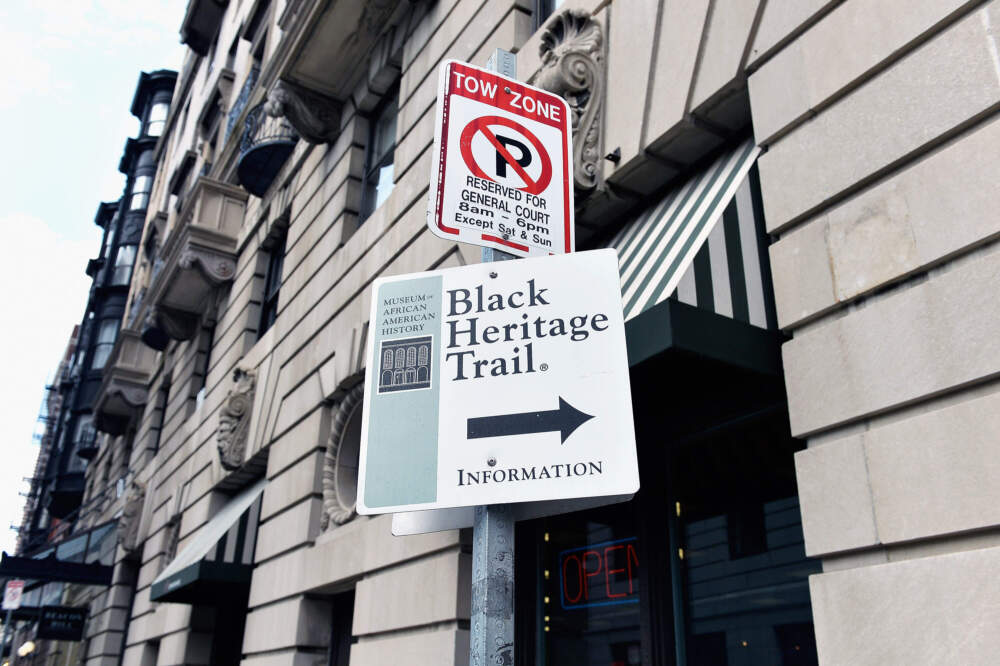 A sign marks the Black Heritage Trail in Boston. (Paul Marotta/Getty Images)