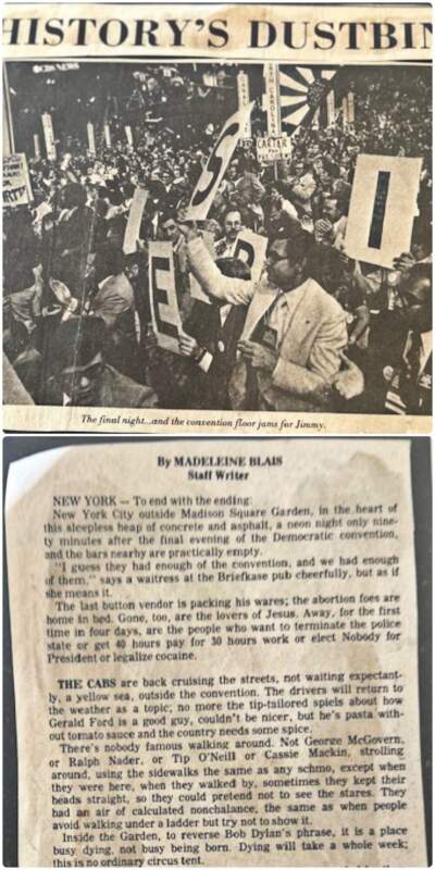 A photograph of a clip from the Trenton Times on July 16, 1976. (Courtesy Madeleine Blais)