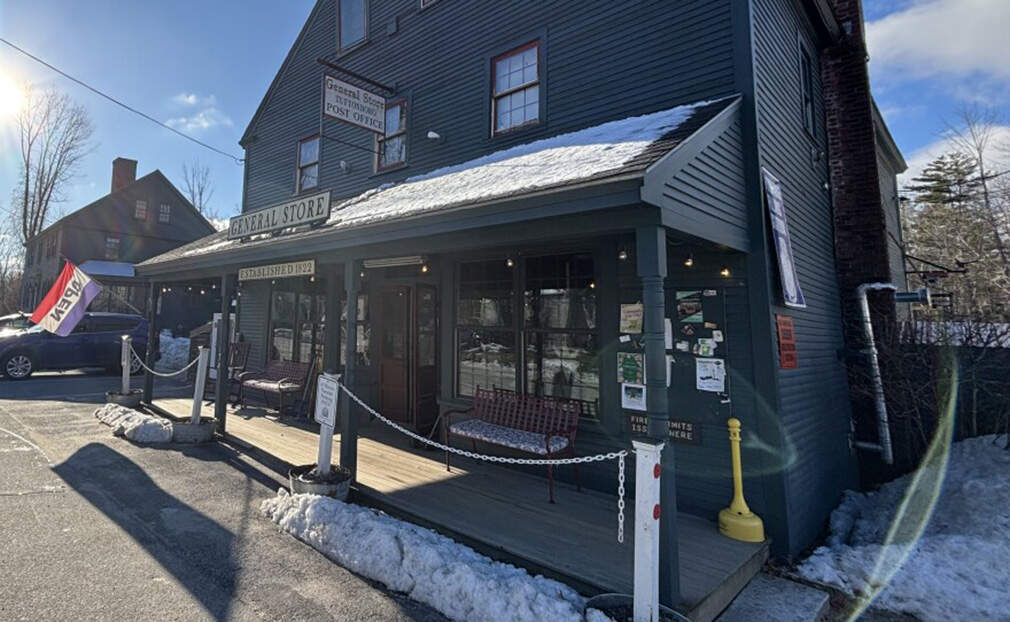 The future of the 200-year-old Tuftonboro General Store is uncertain. (Annmarie Timmins/NHPR)