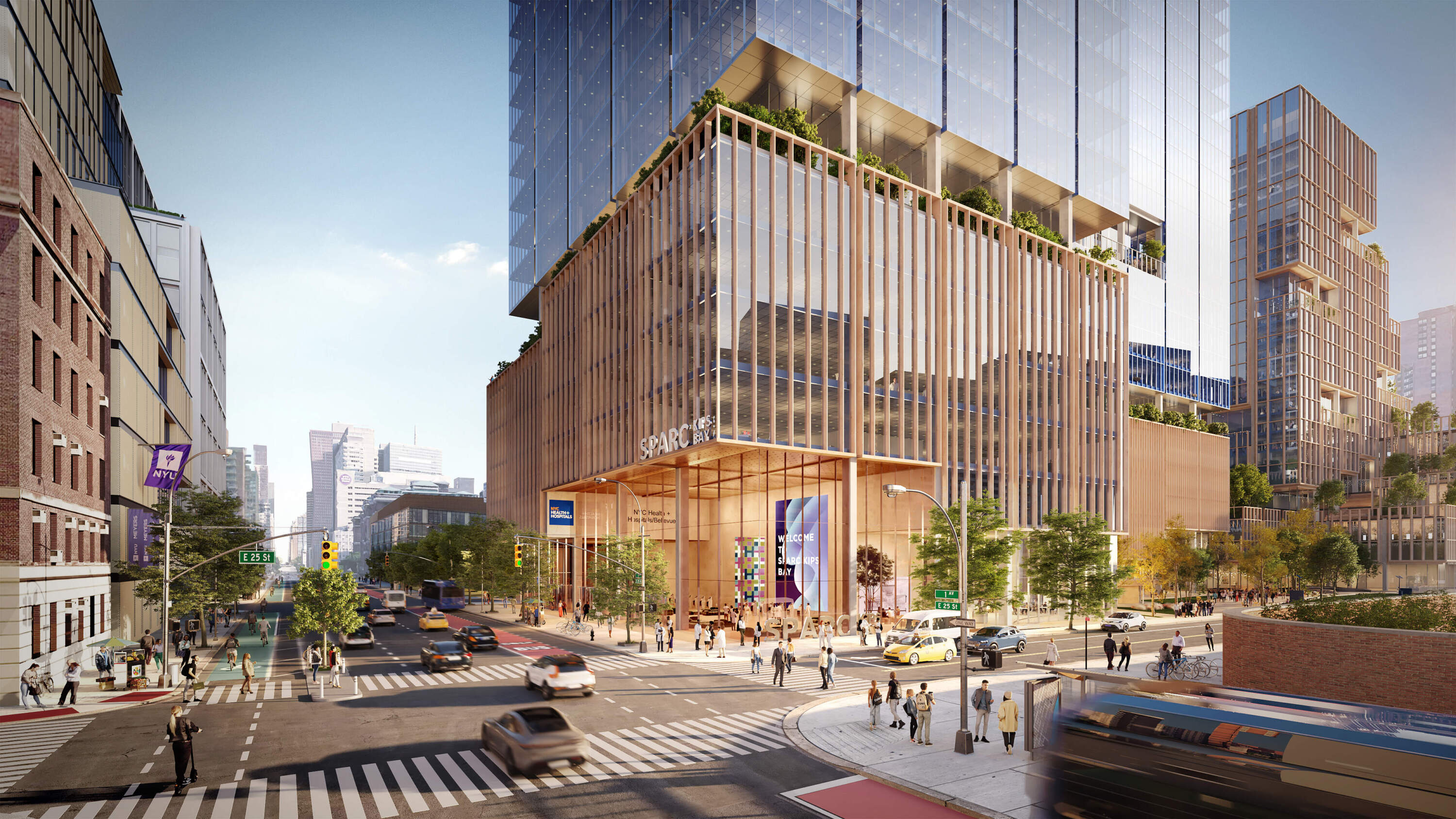 Crews will deconstruct existing buildings in Manhattan to build the SPARC Kips Bay project. (Courtesy of NYCEDC of Skidmore Owings & Merrill, and Miysis)