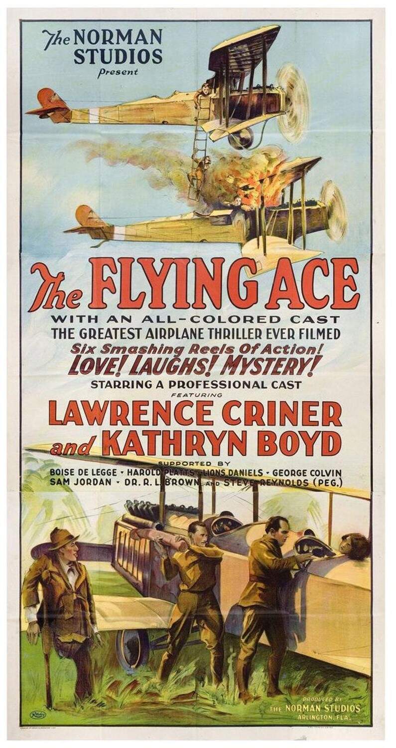 Notable about “The Flying Ace” is its absence of racism – or, for that matter, any white people. Black actors play every part in the movie. (Courtesy)