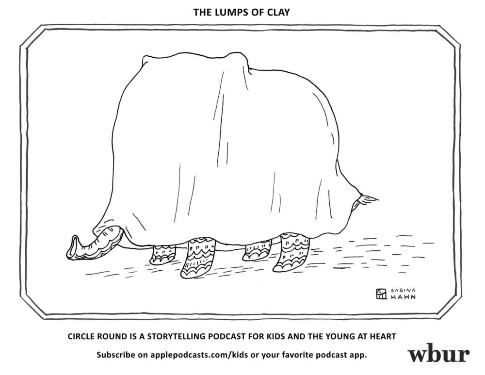 An elephant under a blanket. (Sabina Hahn for WBUR)