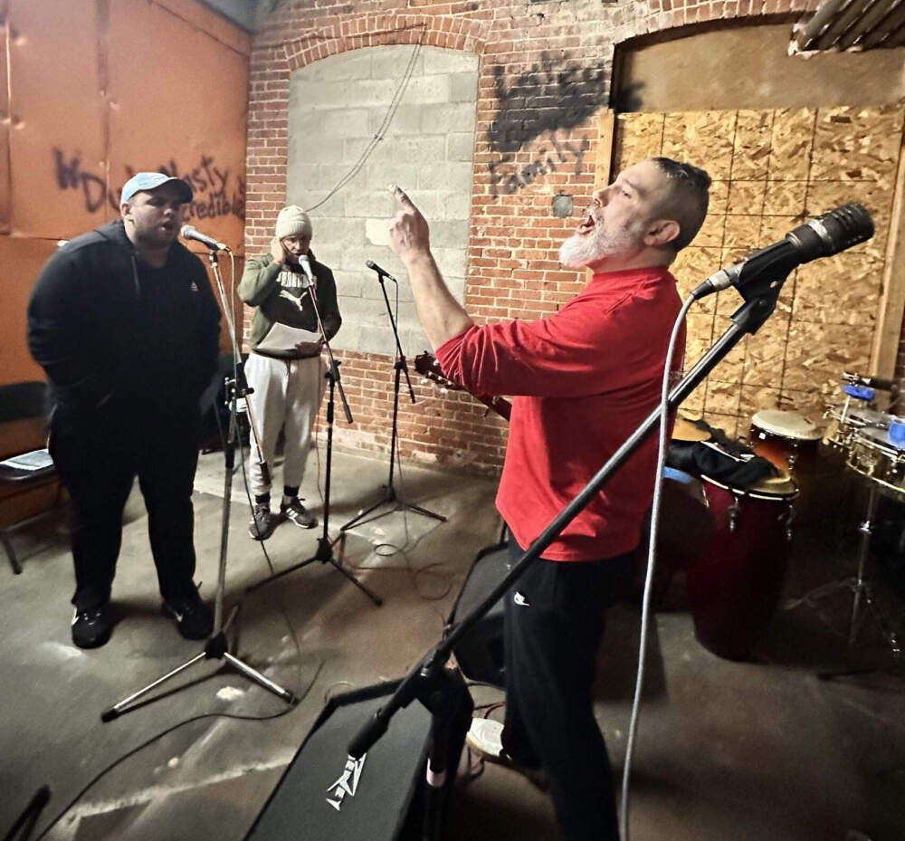 Ignacio "Nacho" Viana, of Leominster, leads an Uruguayan murga group during a weeknight rehearsal. Viana said he believes Trump's presidency will be a "disaster." (Courtesy of Oliver Castro McClung)