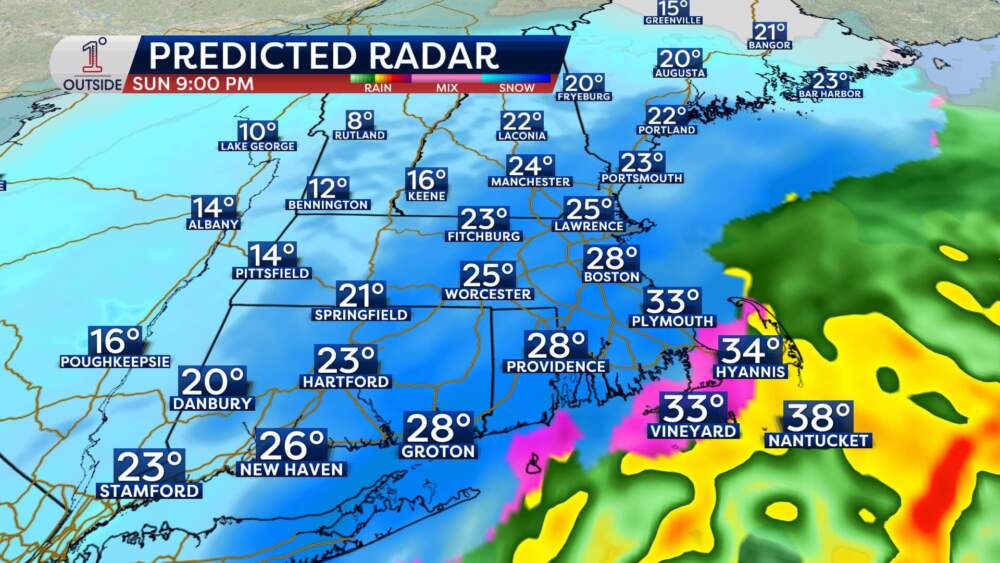 Temperatures expected Sunday evening. (Courtesy Danielle Noyes/1°Outside)