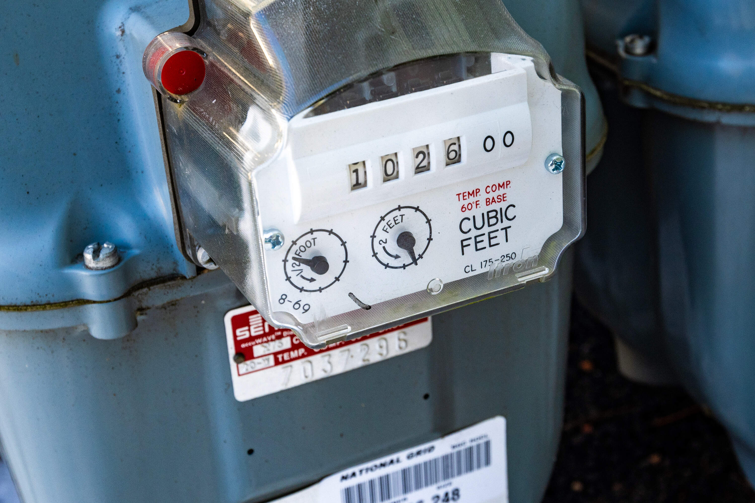 A residential natural gas meter. (Jesse Costa/WBUR)