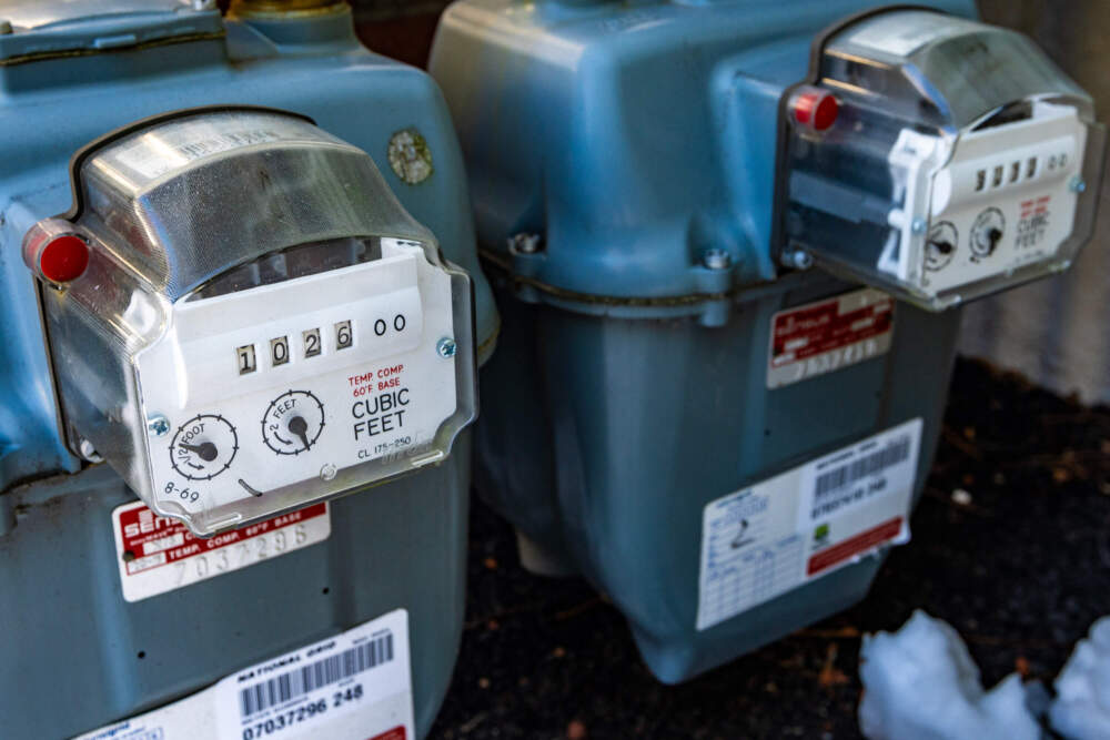 Residential natural gas meters (Jesse Costa/WBUR)