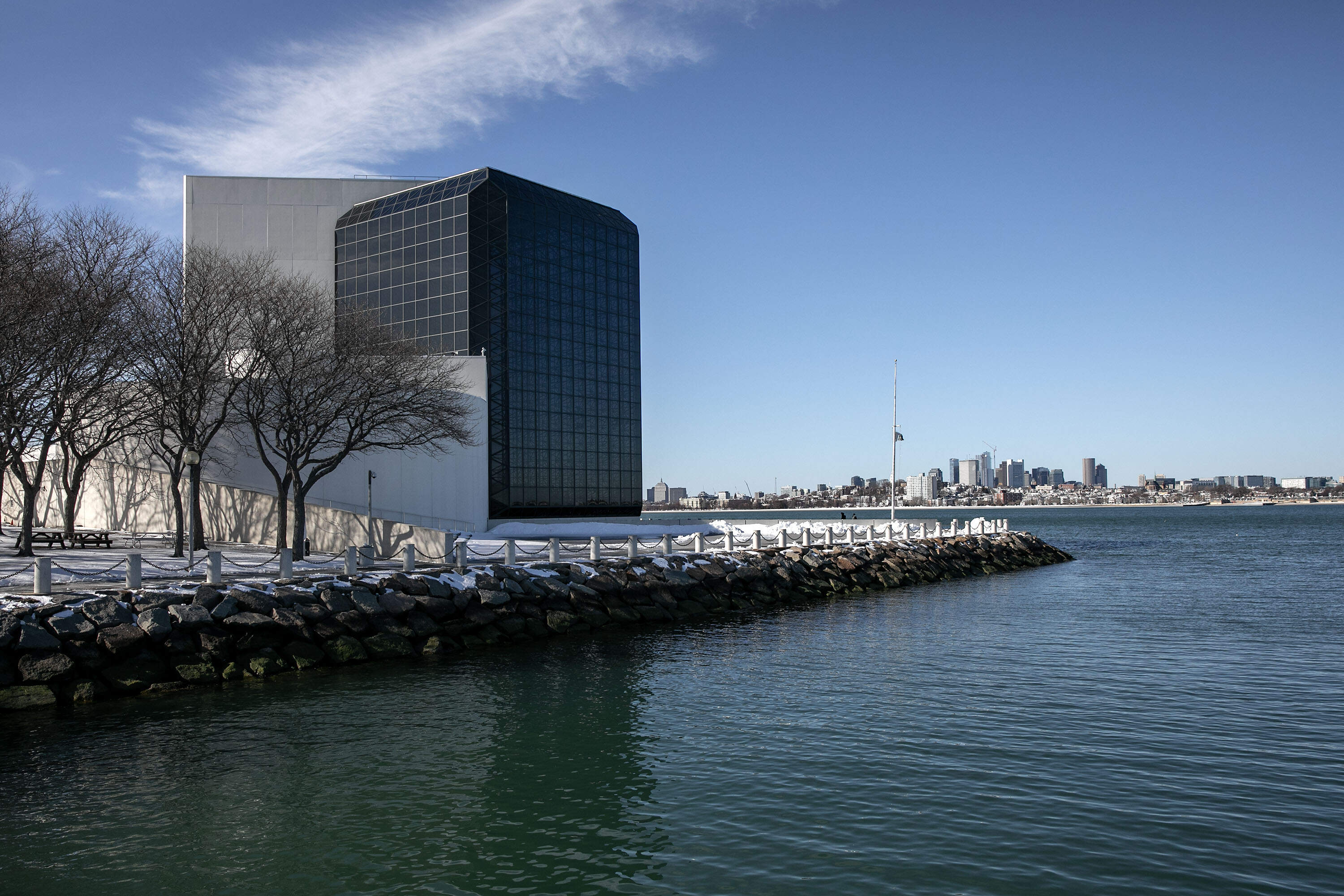 The John F. Kennedy Presidential Library and Museum at Columbia Point in Boston. (Robin Lubbock/WBUR)