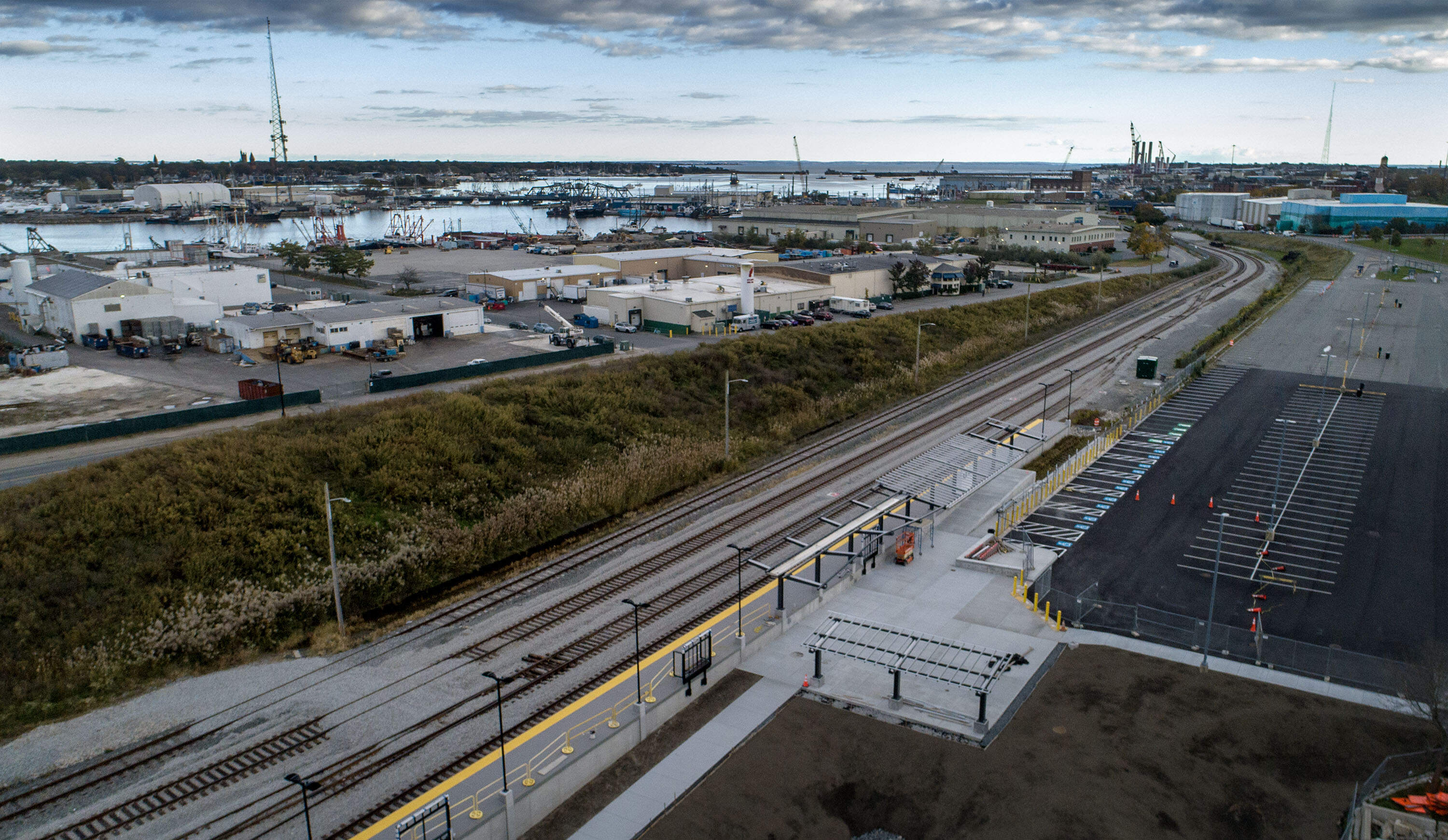 South Coast Rail will stop in New Bedford at a station near the waterfront, about a mile from the city’s downtown. (Robin Lubbock/WBUR)