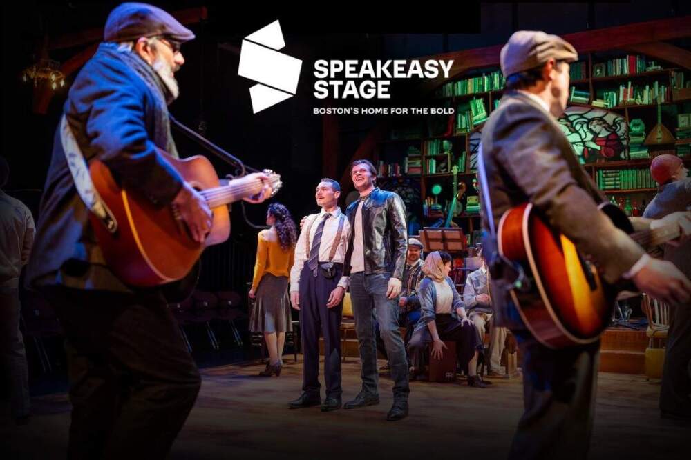 Eddie Shields and Keith Robinson (center) with the company of "A Man of No Importance." (Courtesy Nile Scott Studios)