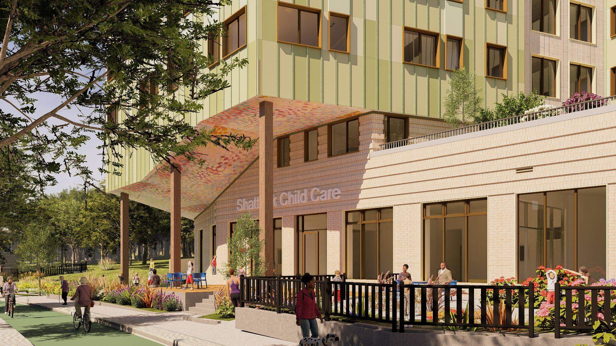 A rendering of the future site of the Shattuck Child Care Center. (Courtesy of MASS Design Group)