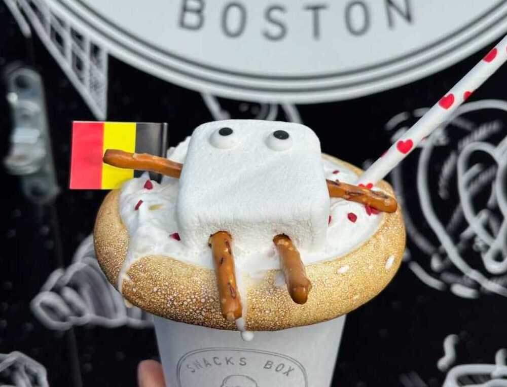 A cup of hot chocolate from Snacks Box Boston. (Juan Franco/Snacks Box Boston)