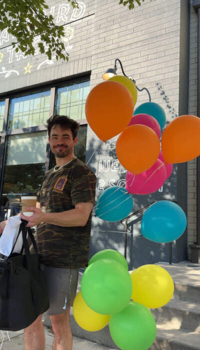 The author, getting ready for his party. (Courtesy Raleigh McCool)