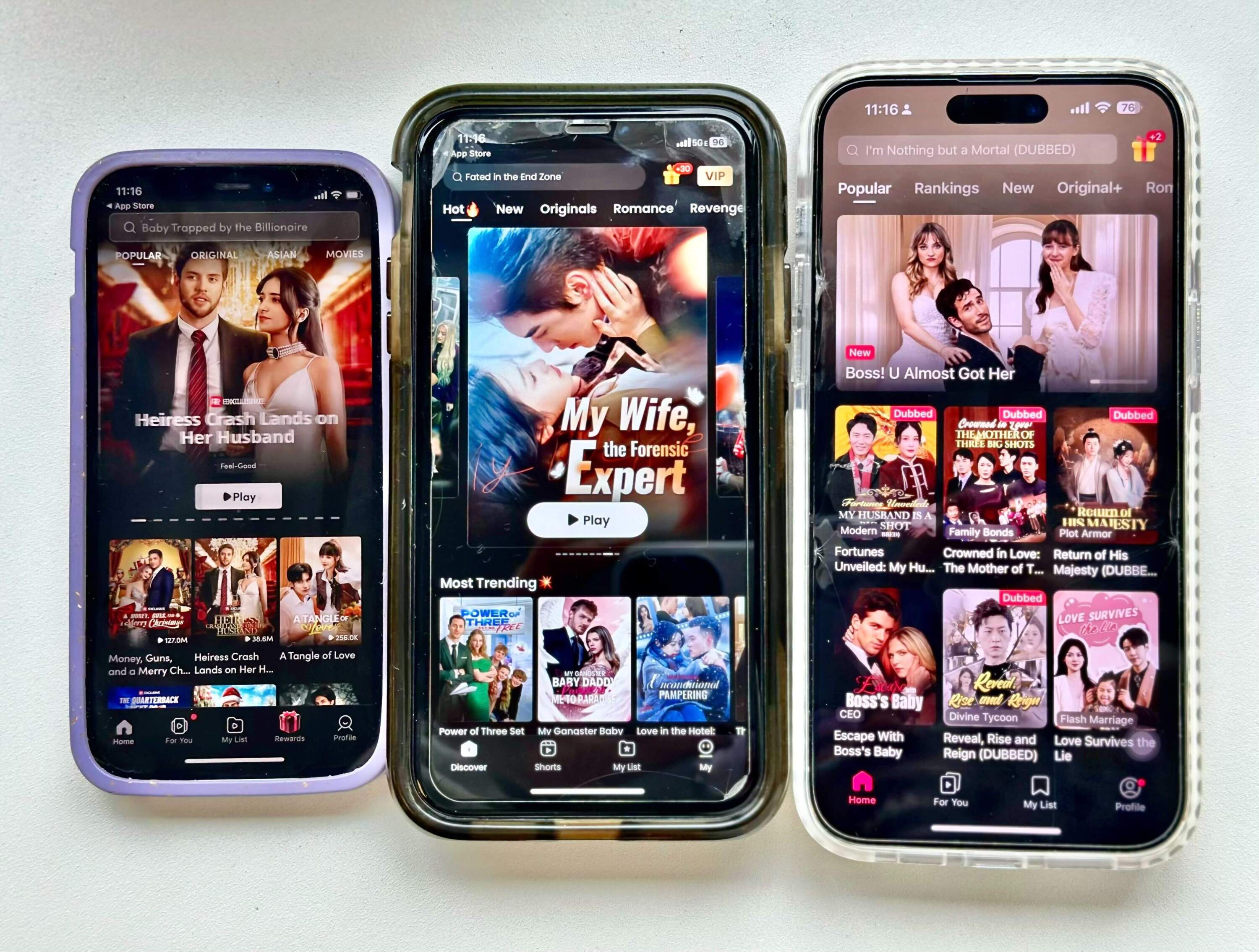 Three popular vertical short streaming apps: ReelShort, GoodShort and DramaBox (Cici Yu/WBUR)