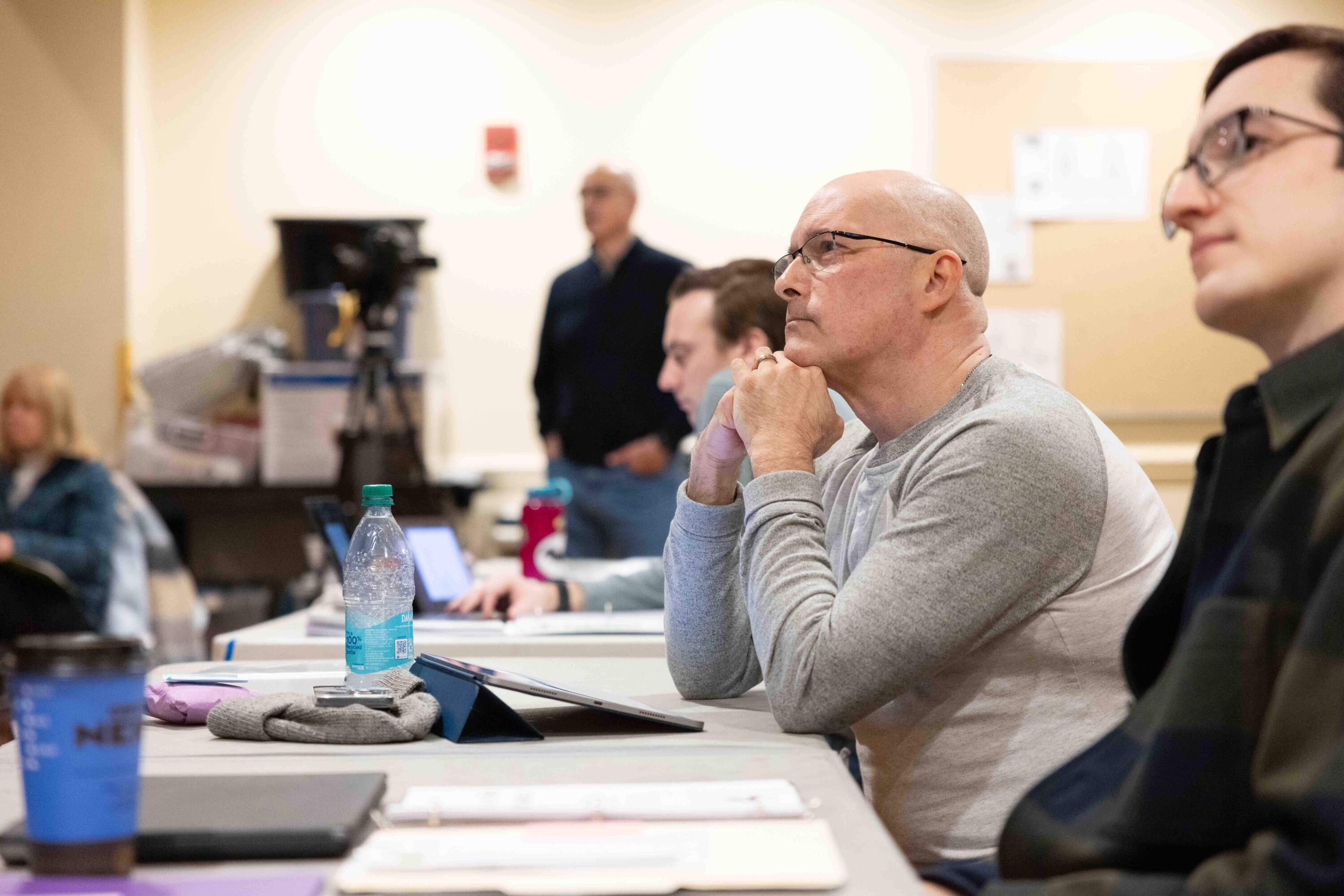 Paul Daigneault at a rehearsal for "A Man of No Importance." (Courtesy Kathy Wittman)