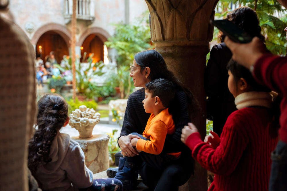 Visitors admiring the Courtyard at the Isabella Stewart Gardner Museum. (Courtesy Isabella Stewart Gardner Museum, Boston/Faizal Westcott)