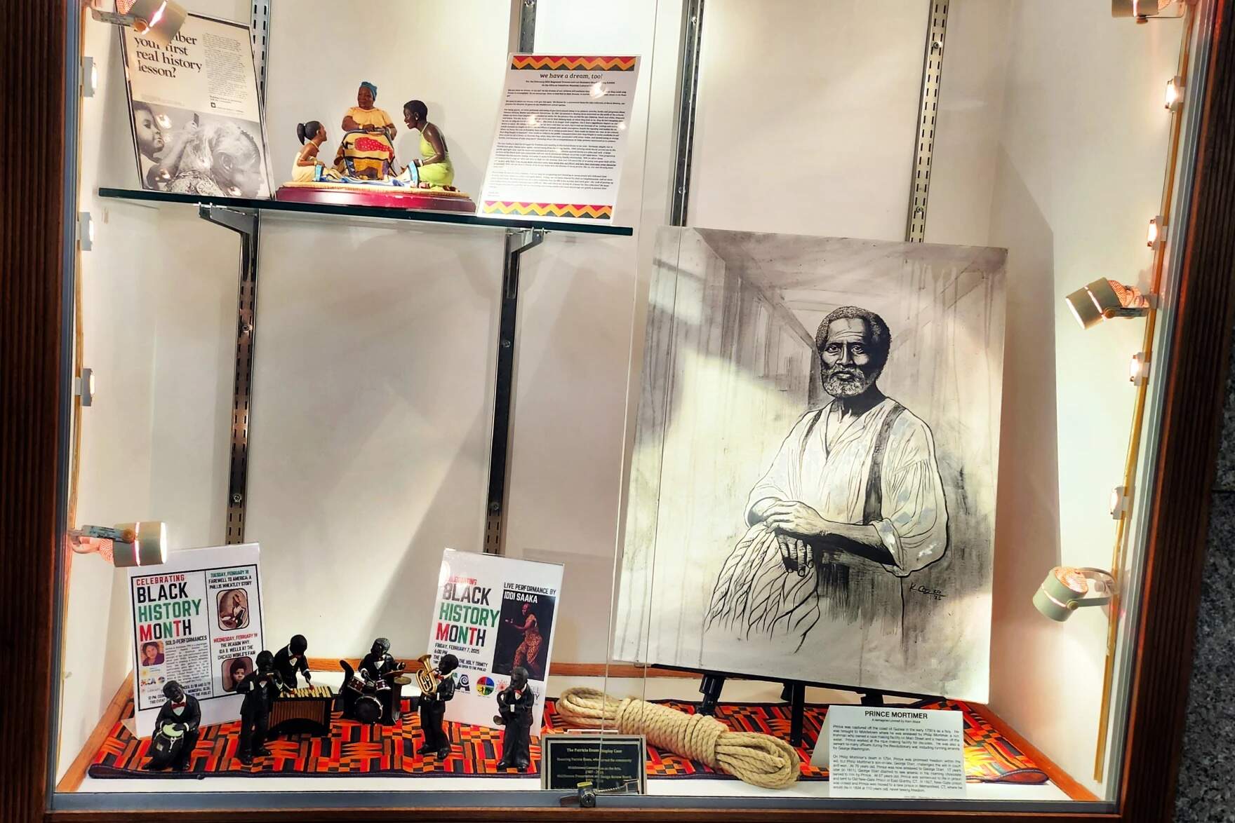 A reimagined painting of Prince Mortimer, by New Jersey artist Kern Bruce is part of a display to celebrate Black History Month at City Hall in Middletown, Connecticut. (Courtesy of John Mills)