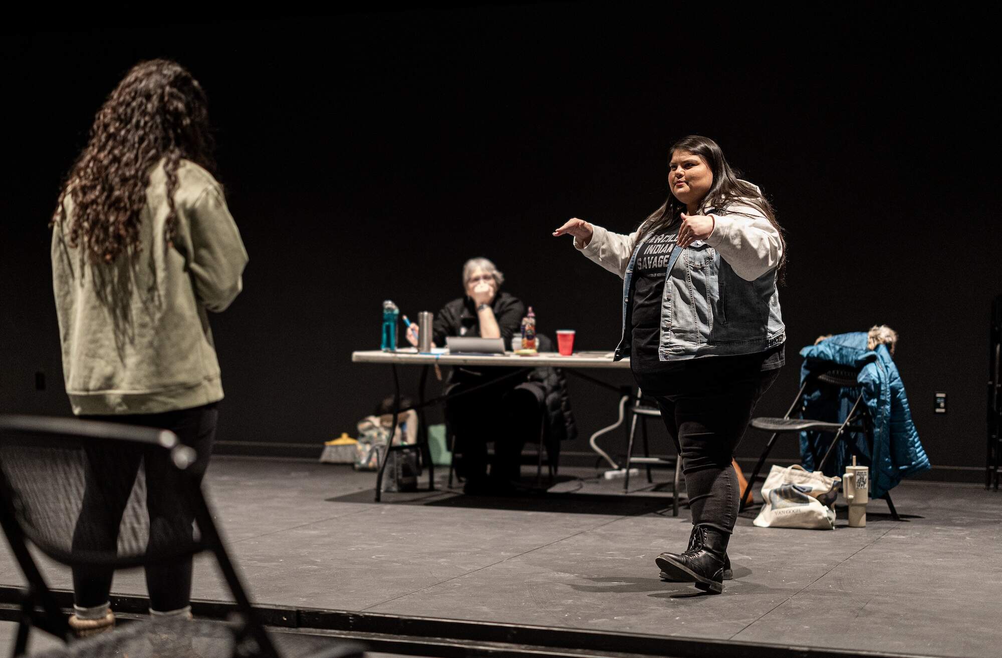 Tara Moses, right, is also a playwright, and her show “Haunted,” just finished a run at Company One Theatre. (Courtesy Jim Sabitus)