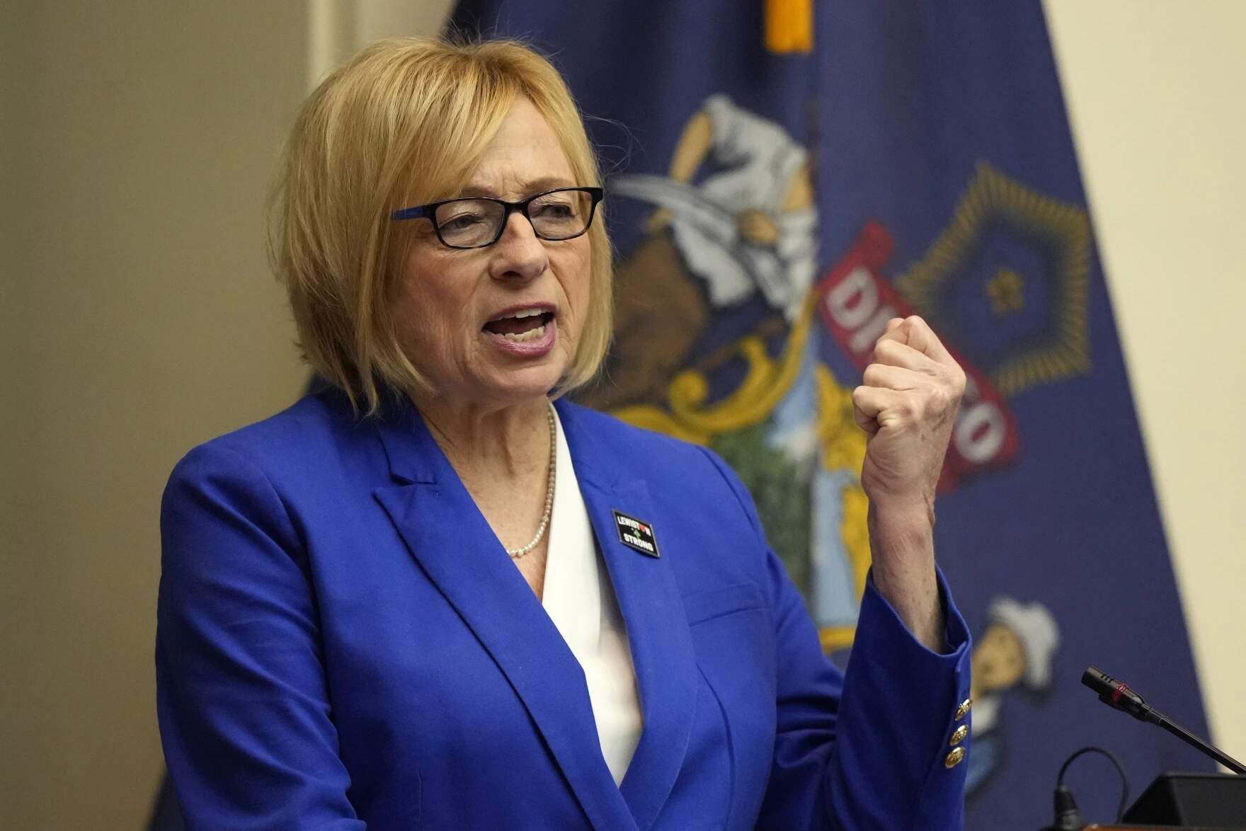 Democratic Gov. Janet Mills delivers her State of the State address, Jan. 30, 2024, at the State House in Augusta, Maine. (Robert F. Bukaty/AP)