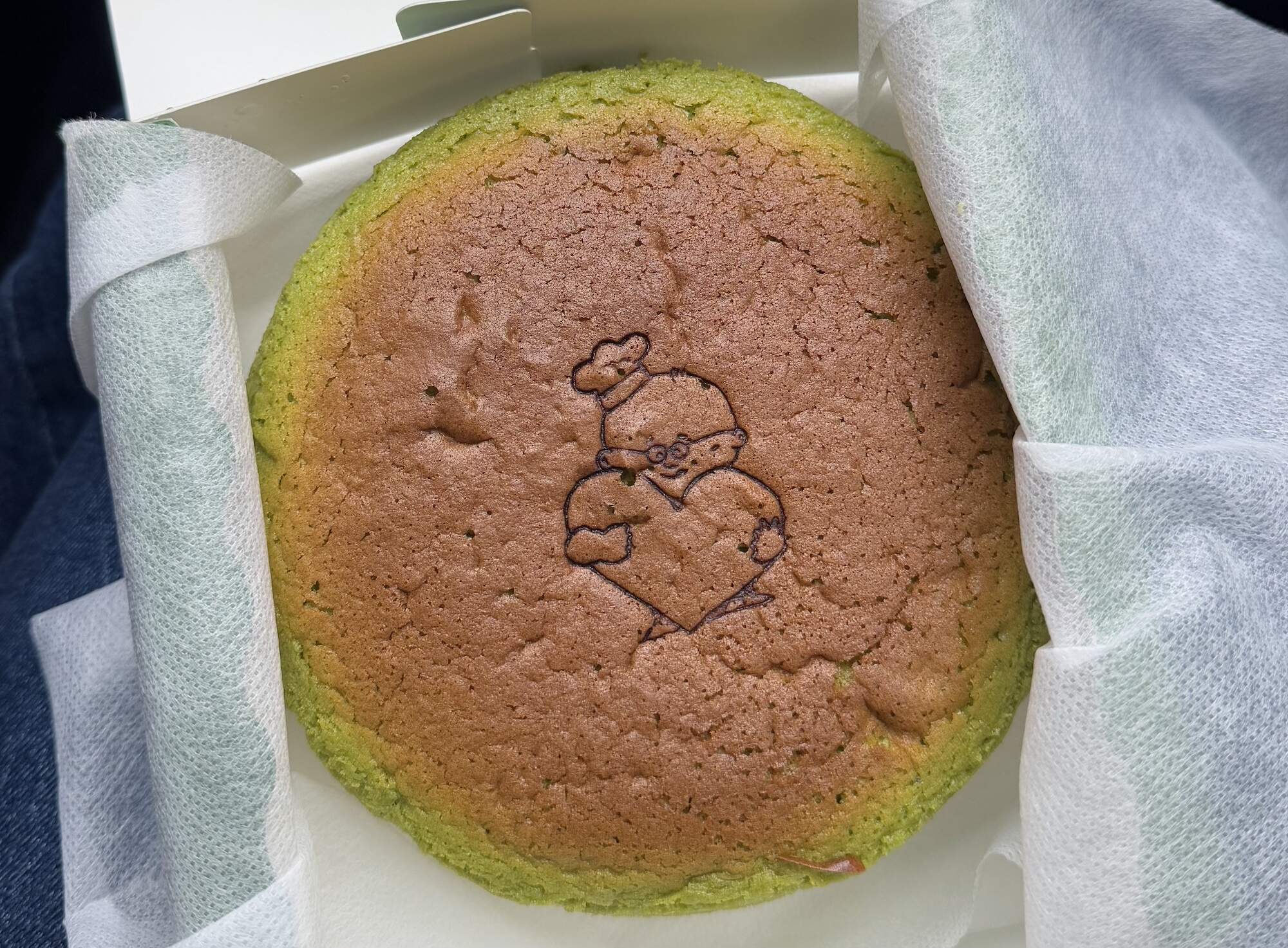 A matcha souffle cheesecake stamped for Valentine’s from Uncle Tetsu. (Photo by Vivian Dang)