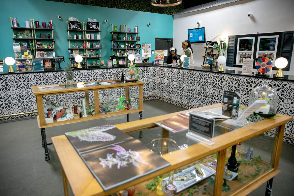 The sales floor of the The Heritage Club recreational cannabis dispensary in Charlestown, Mass. (Robin Lubbock/WBUR)