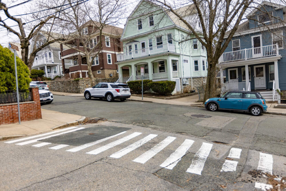 The corner of Mason Street and Electric Avenue, where a Tufts graduate student was apparently detained by federal immigration authorities on Tuesday evening. (Jesse Costa/WBUR)
