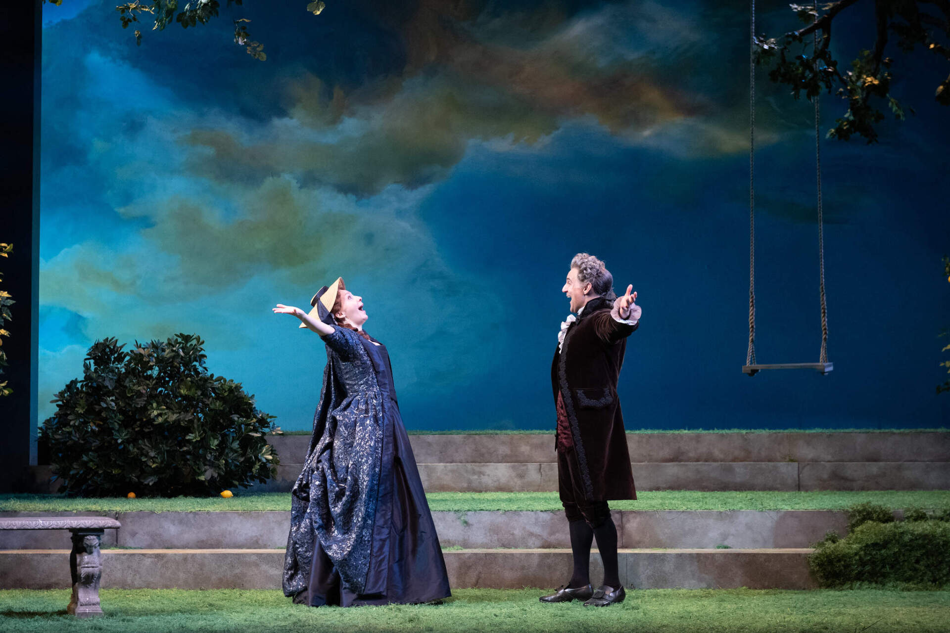 Marianna Bassham (left) and Nael Nacer in "The Triumph of Love." (Courtesy Liza Voll)