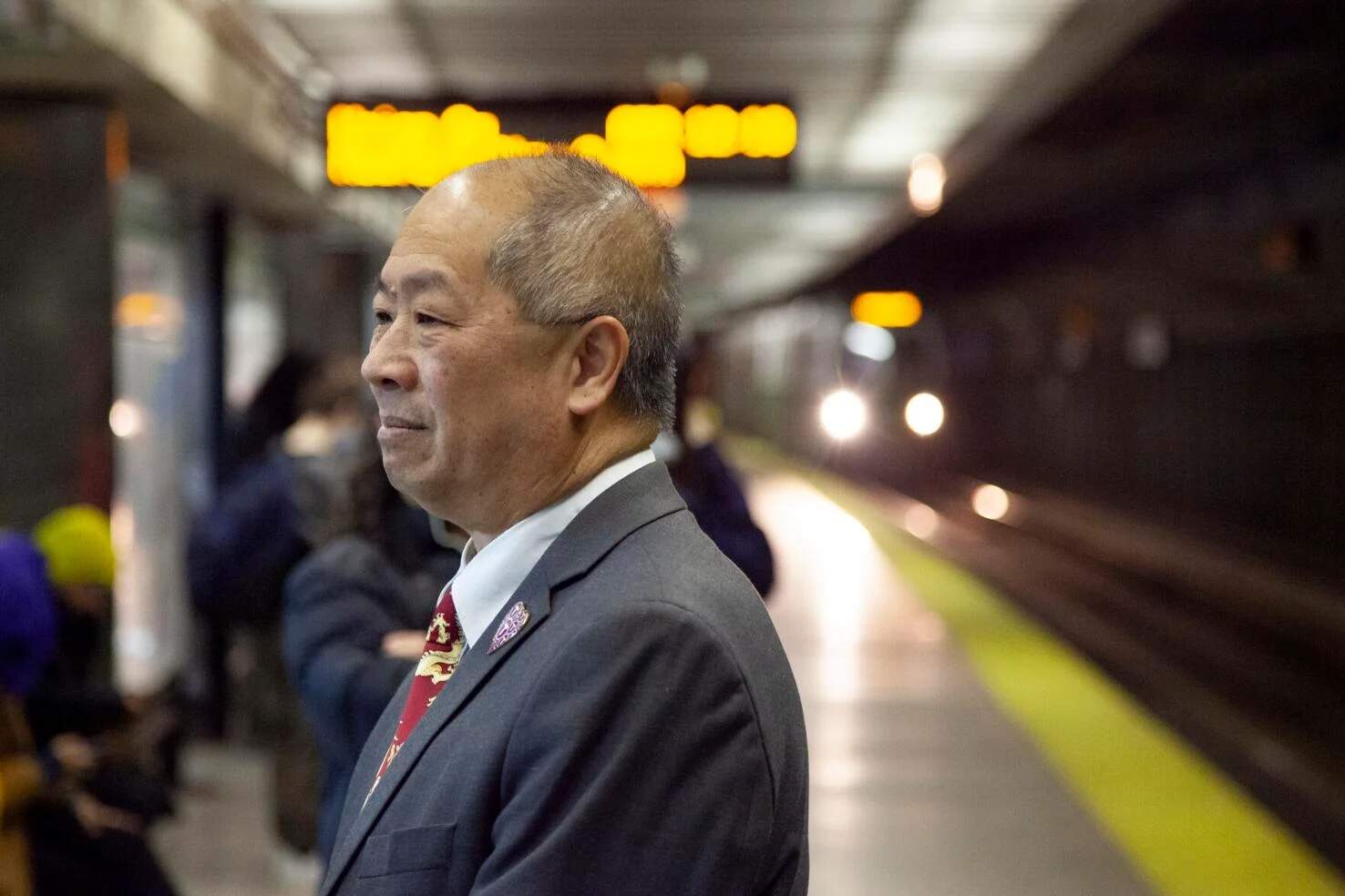 MBTA General Manager Phil Eng waits on a North Station platform on Feb. 12, 2024. (SHNS)