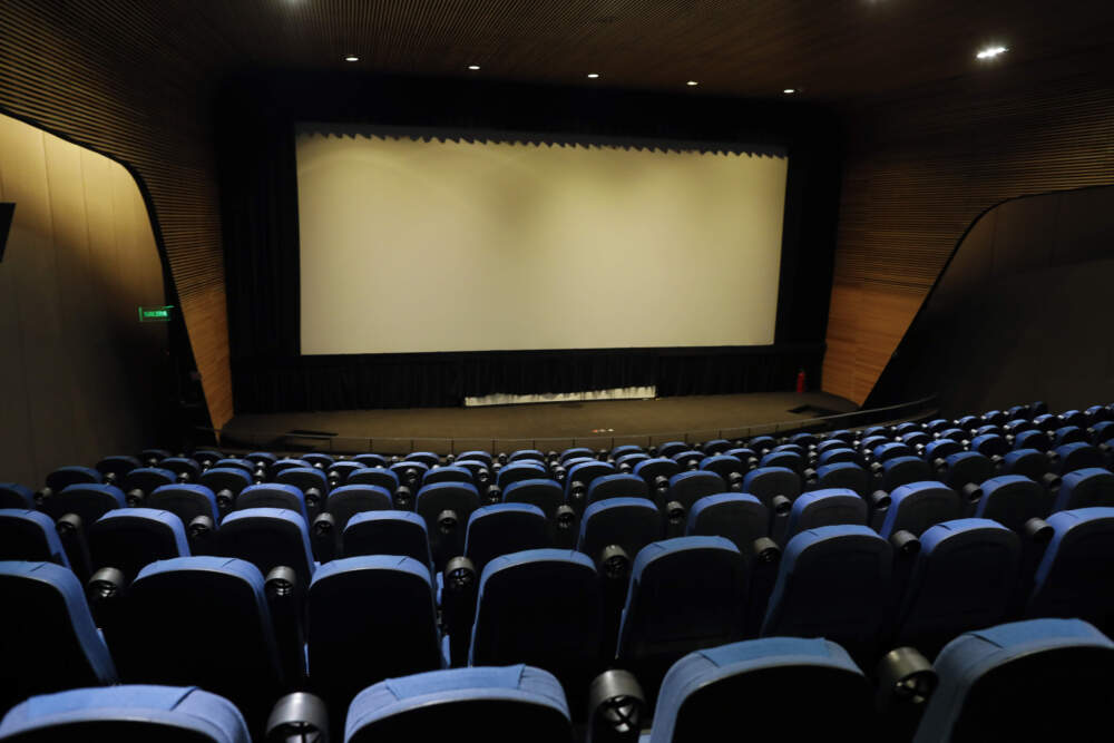 A theater sits empty shortly before the start of a scheduled film showing. (Rebecca Blackwell/AP)