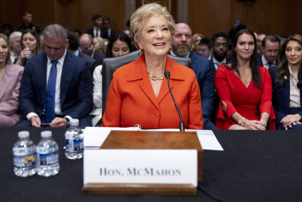 Linda McMahon, President Trump's nominee for Secretary of Education, arrives for a hearing of the Health, Education, and Labor Committee on her nomination, Thursday, Feb. 13, 2025, in Washington. (Jacquelyn Martin/AP)