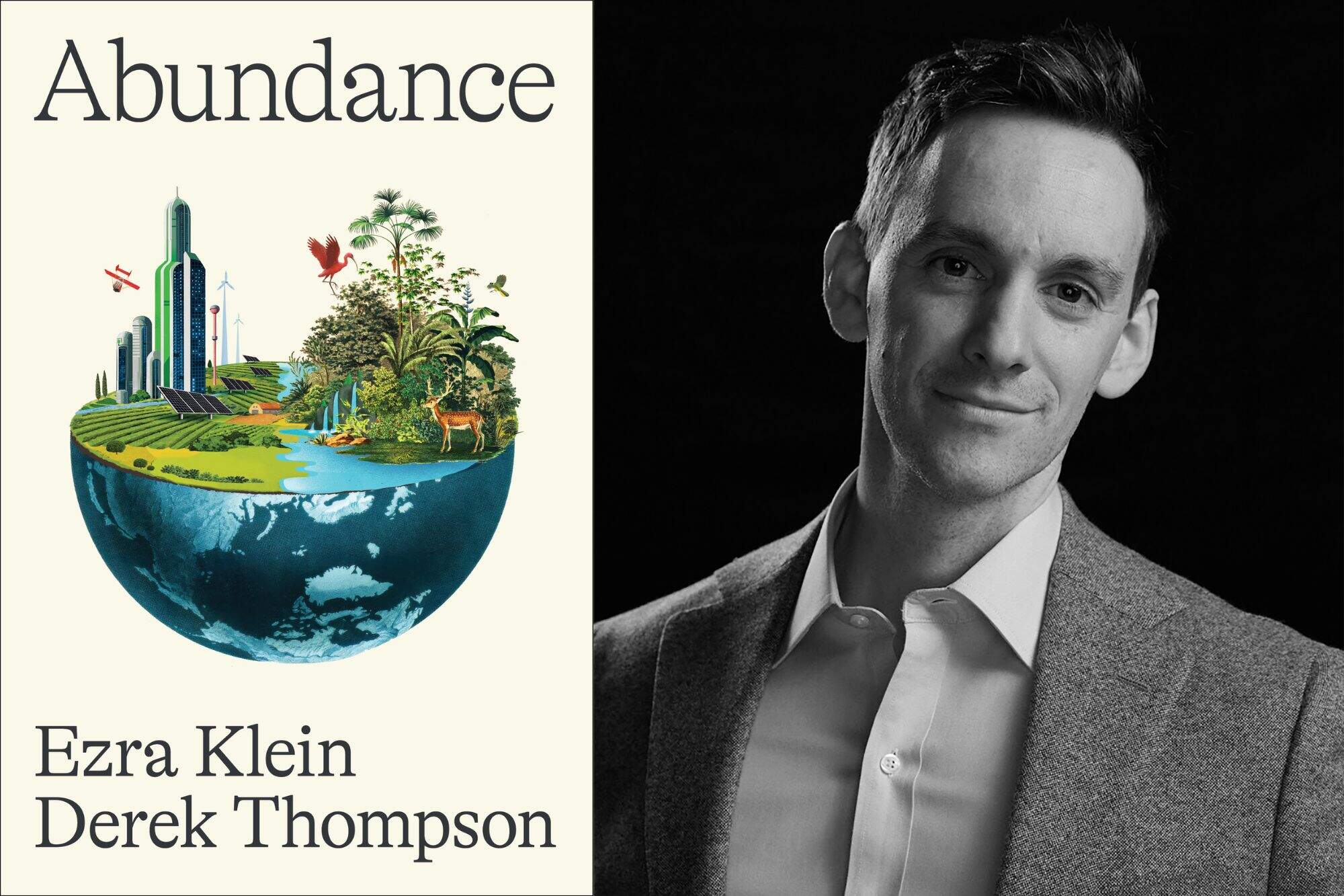 The cover of "Abundance" and author Derek Thompson. (Courtesy of Simon & Schuster and Shaughn and John, Inc)