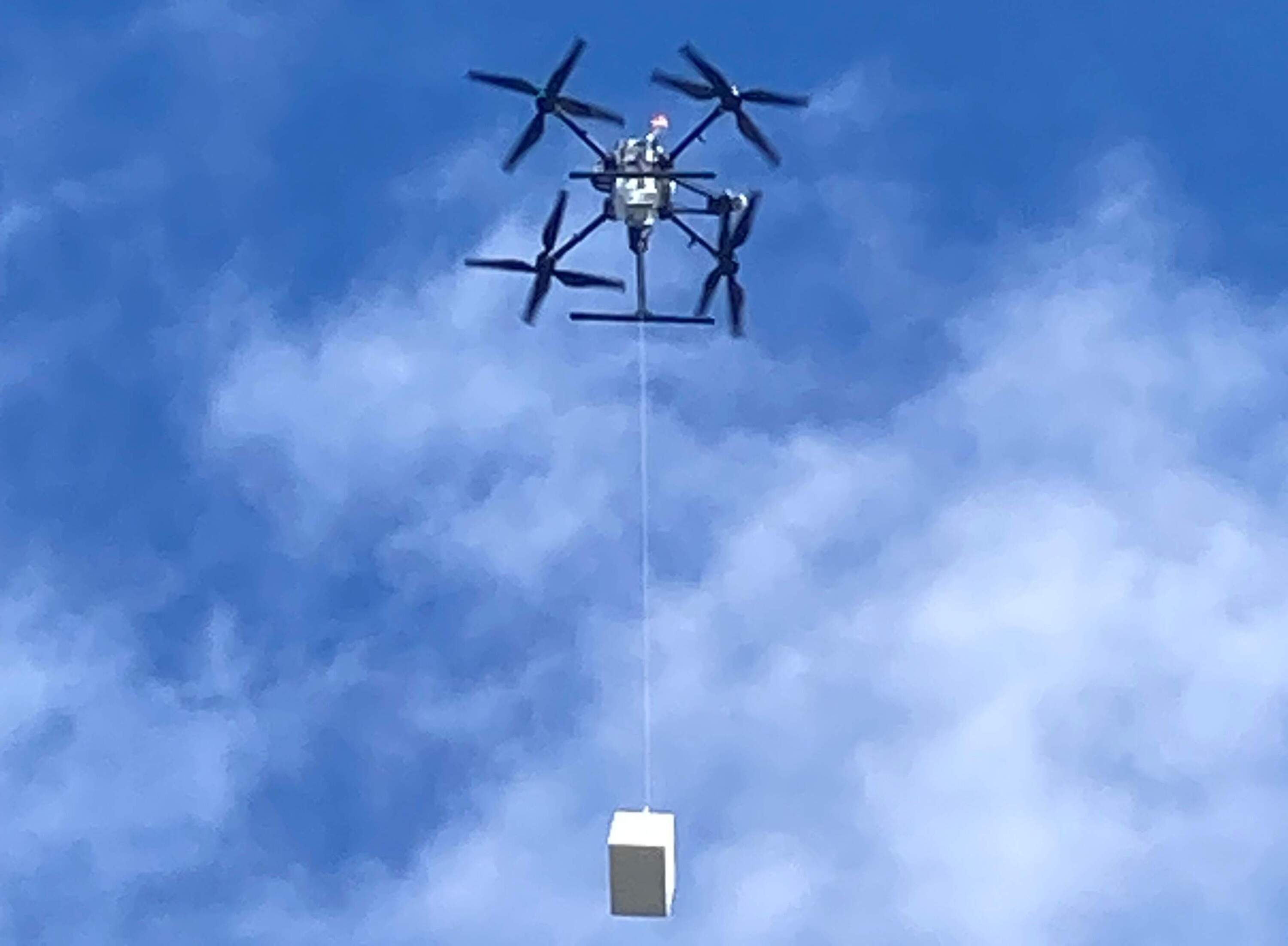 A demonstration of a medical delivery drone. (Photo courtesy of MassDOT)