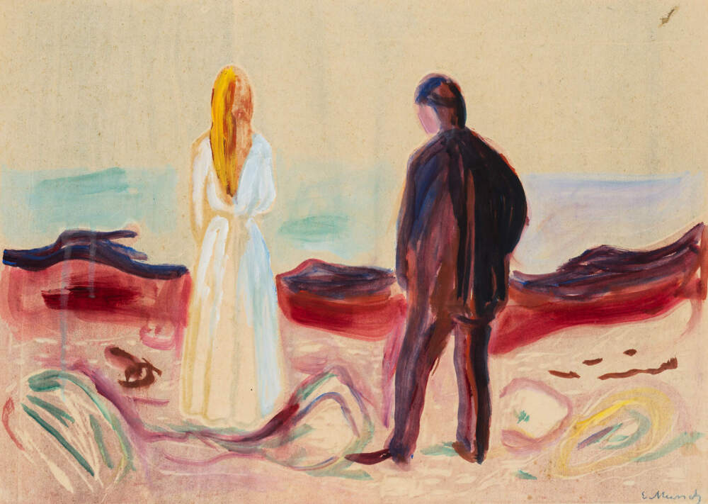 Edvard Munch, "Two Human Beings (The Lonely Ones)," 1899, printed c. 1917. (Courtesy Harvard Art Museums/Fogg Museum, The Philip and Lynn Straus Collection)