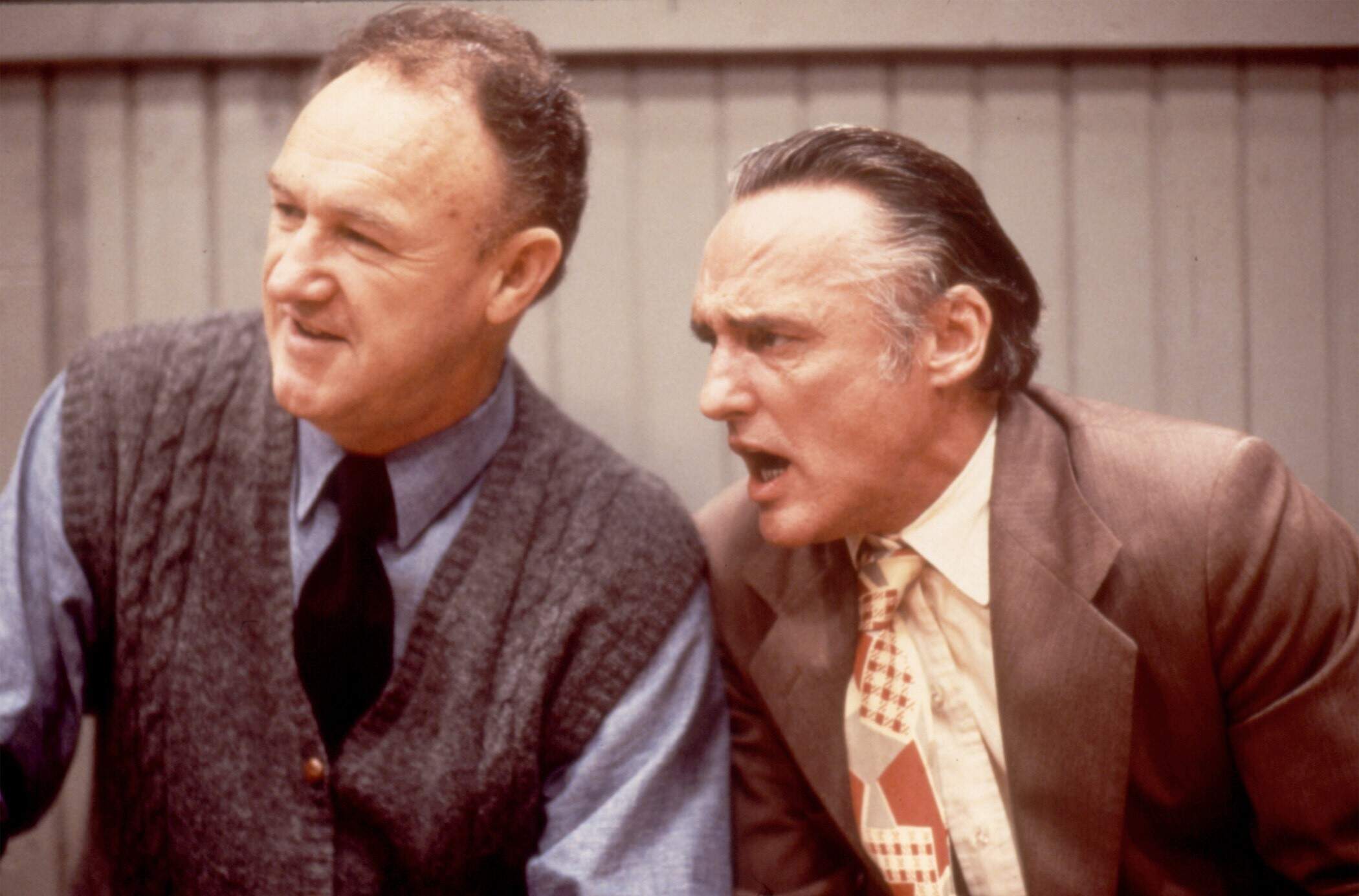 From left, Gene Hackman and Dennis Hopper in director David Anspaugh's 1986 film "Hoosiers." (Courtesy Orion/Photofest)