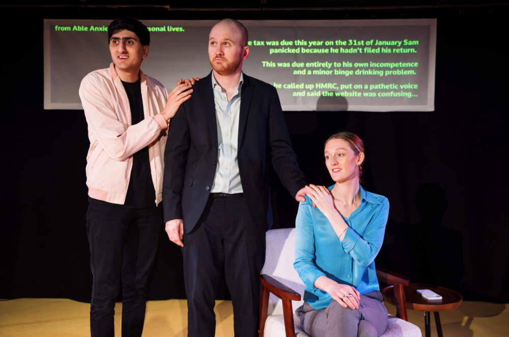 From left: Aarian Mehrabani, Samuel Brewer and Chloe Palmer in FlawBored's "It’s a Motherf**king Pleasure." (Courtesy Alex Brenner)