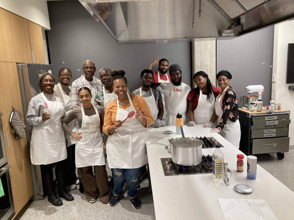 BPL's first Chef-in-Residence, Glorya Fernandez (center), taught a series of classes on everything from knife skills to making foods from different cultures represented in Boston. (Courtesy of the Boston Public Library)