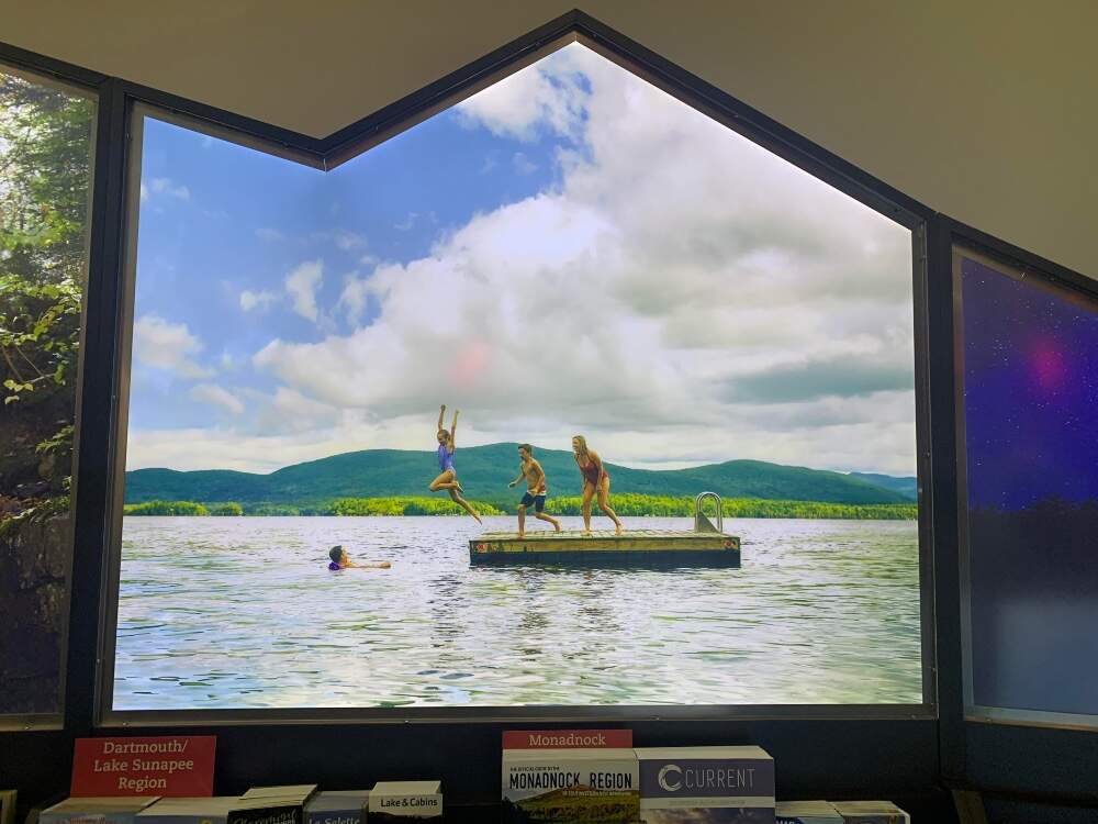 The photo of the author's son at age 8, still gracing the walls of the welcome center in Hooksett, New Hampshire. (Courtesy Tracy McArdle Brady)