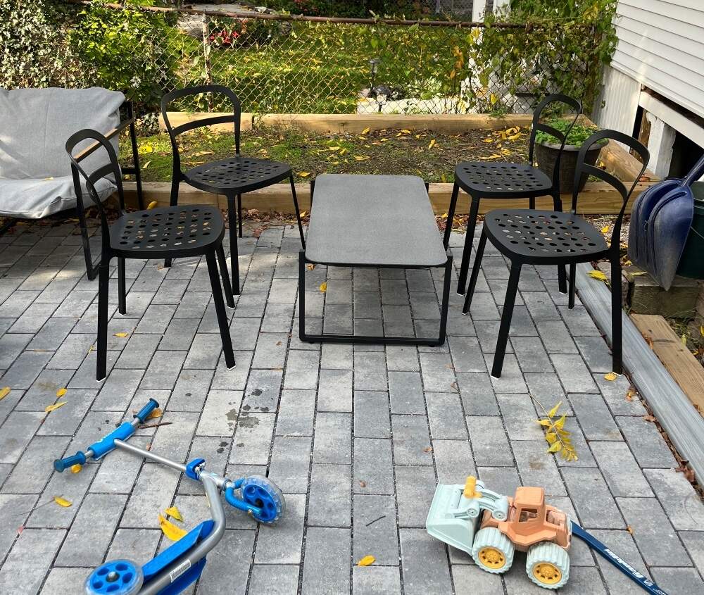 The view from the author's backyard to his neighbor's, and the small fence that divides. (Courtesy Bart Tocci)