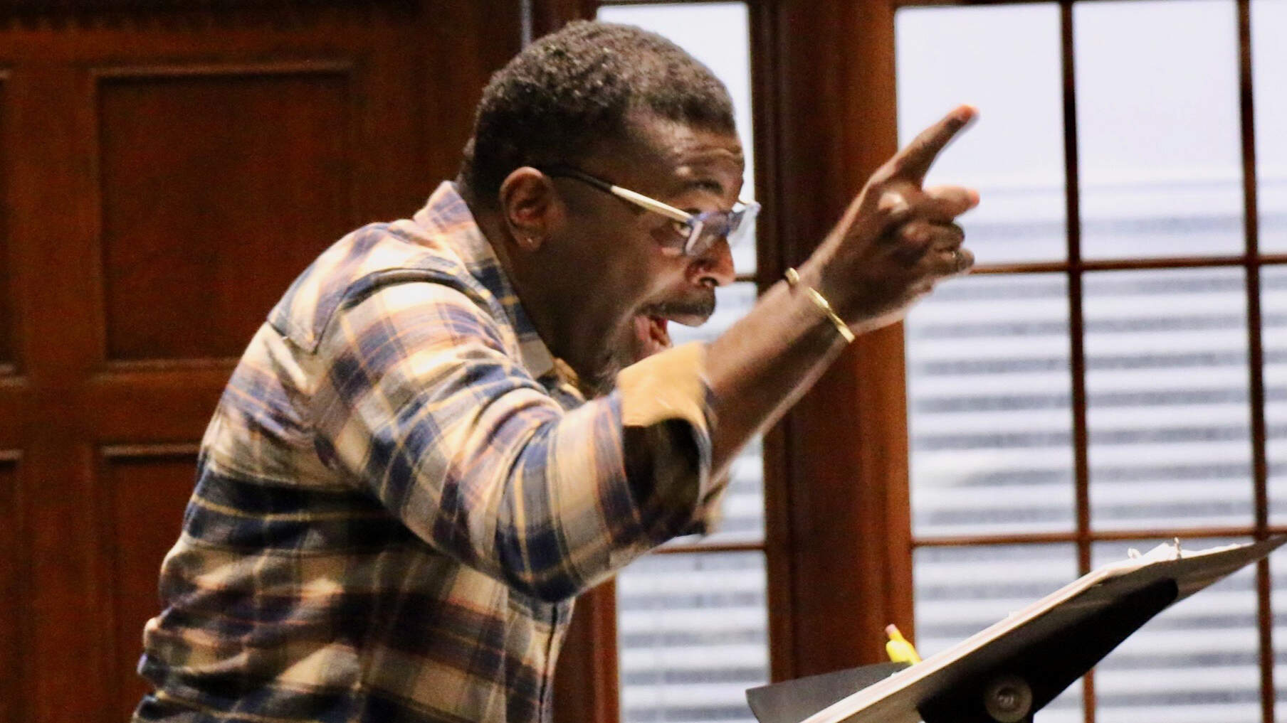 Chiké Johnson plays the role of Disciple in "runboyrun," the third installment of the Ufot Family Cycle. (Courtesy Zach Mega)