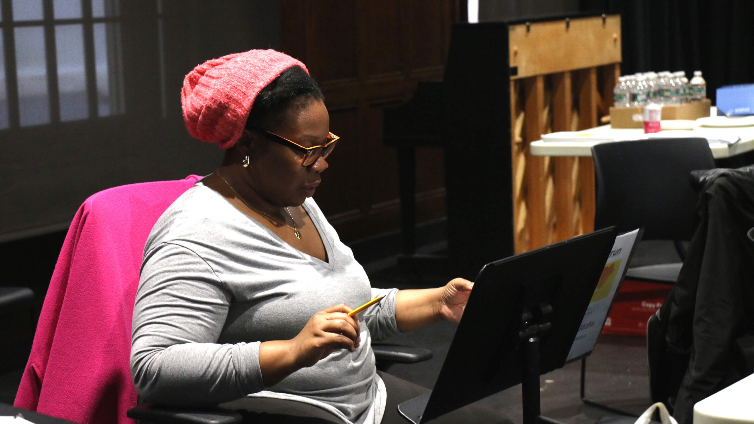 Playwright Mfoniso Udofia plays the part of Abasiama in "runboyrun” which is being presented as an audio production. (CourtesyZach Mega)