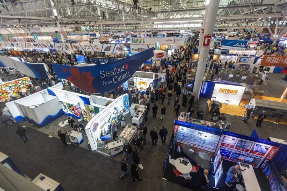 The Seafood Expo North America at the Boston Convention Center on Mar. 13, 2023. (Jesse Costa/WBUR)