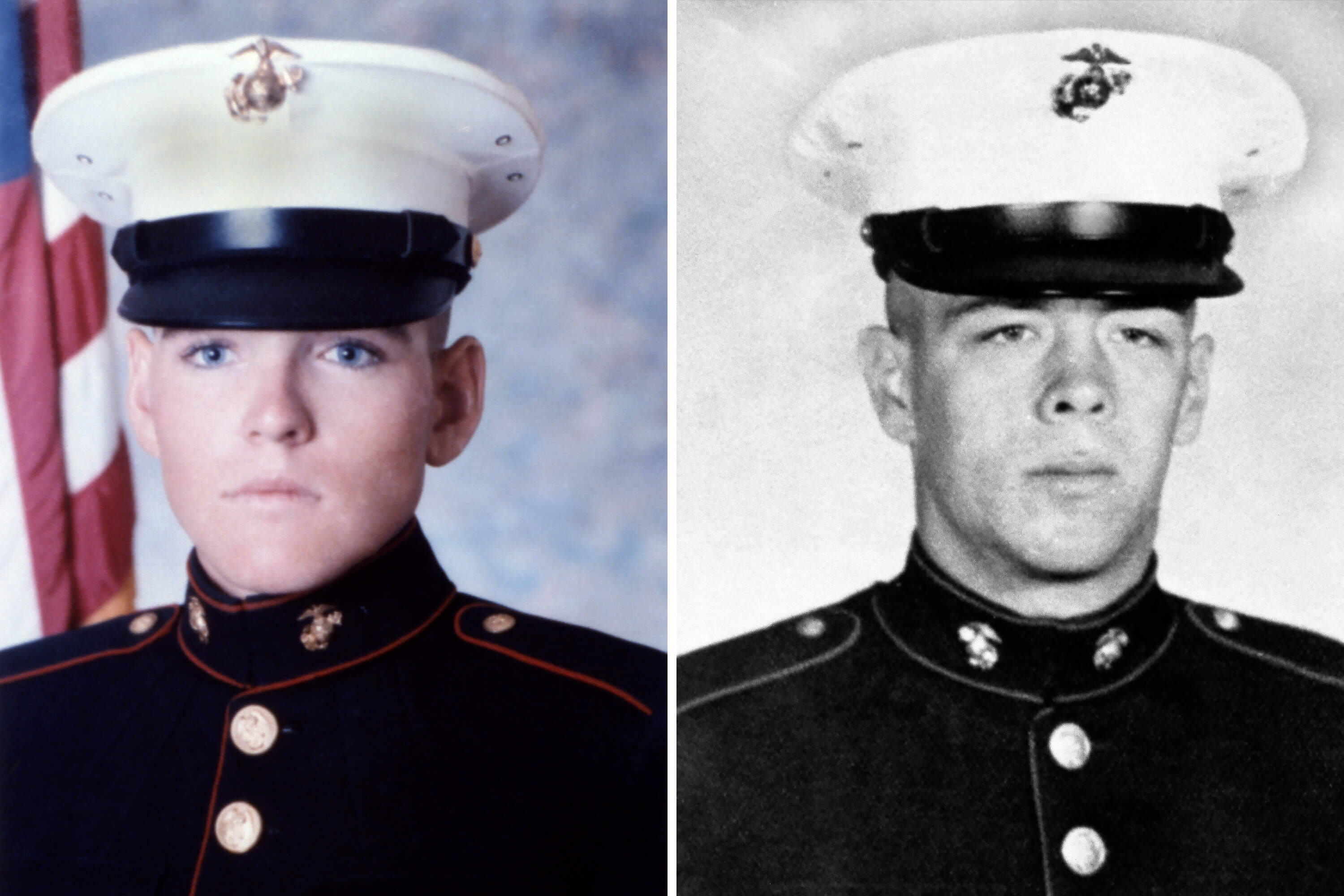 Lance Corporal Darwin Judge, 19, (on left) of Marshalltown, Iowa, and Corporal Charles McMahon, 21, of Woburn, Mass., were the last two U.S. service members killed in the Vietnam War. (Bettman via Getty Images)