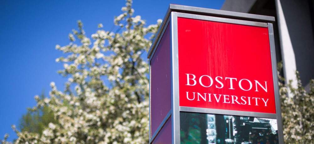 A sign on Boston University's campus. (Robin Lubbock/WBUR)