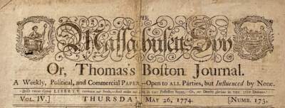 In April 1775, Isaiah Thomas snuck his printing press out of Boston. The rest is history