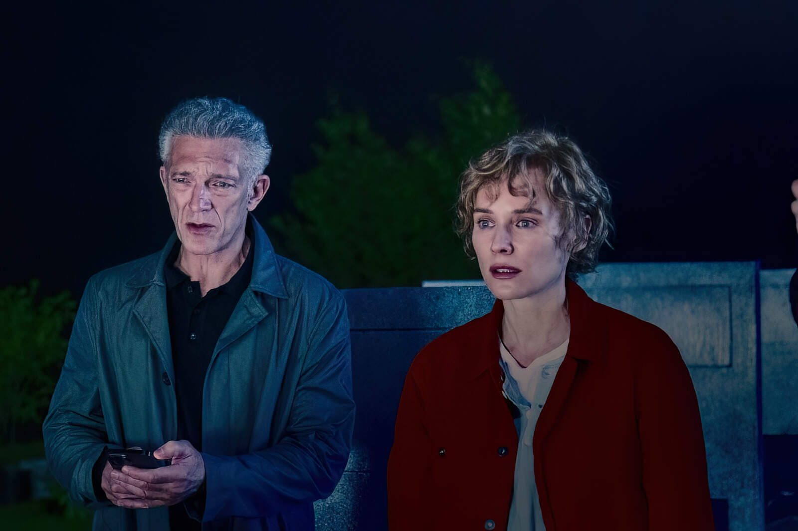 Vincent Cassel and Diane Kruger in director David Cronenberg's "The Shrouds." (Courtesy Sideshow and Janus Films)