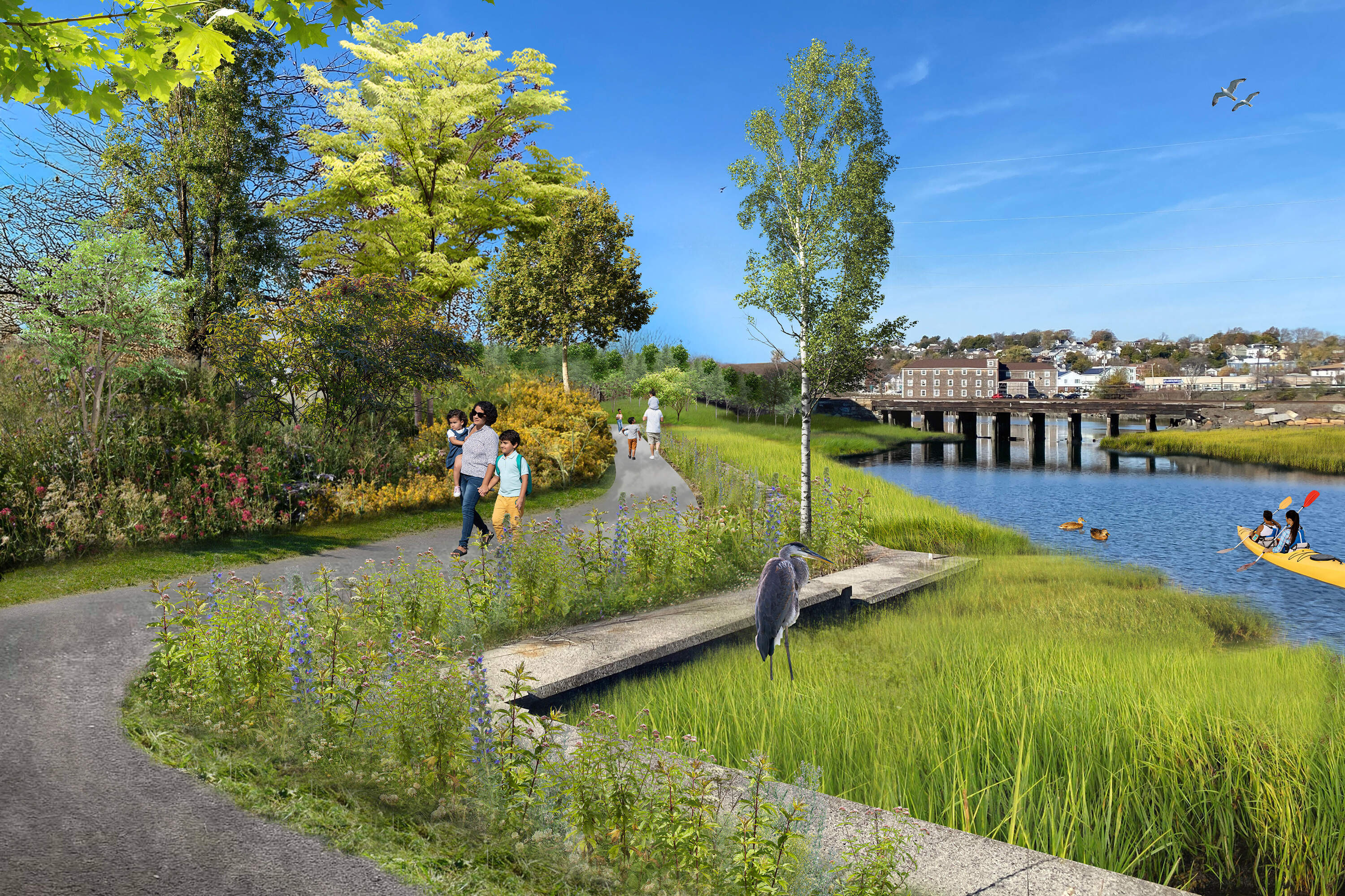 An artistic rendering of the redeveloped Forbes site. Courtesy Mass Audubon, GreenRoots, and The Neighborhood Developers