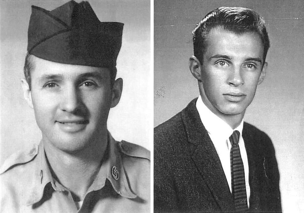 Air Force Tech. Sgt. Richard Fitzgibbon Jr., left, and his son, Lance Cpl. Richard Fitzgibbon III. The former was killed in Saigon in 1956. His son, a Marine, died in Vietnam in 1965. (Courtesy of Sen. Ed Markey)