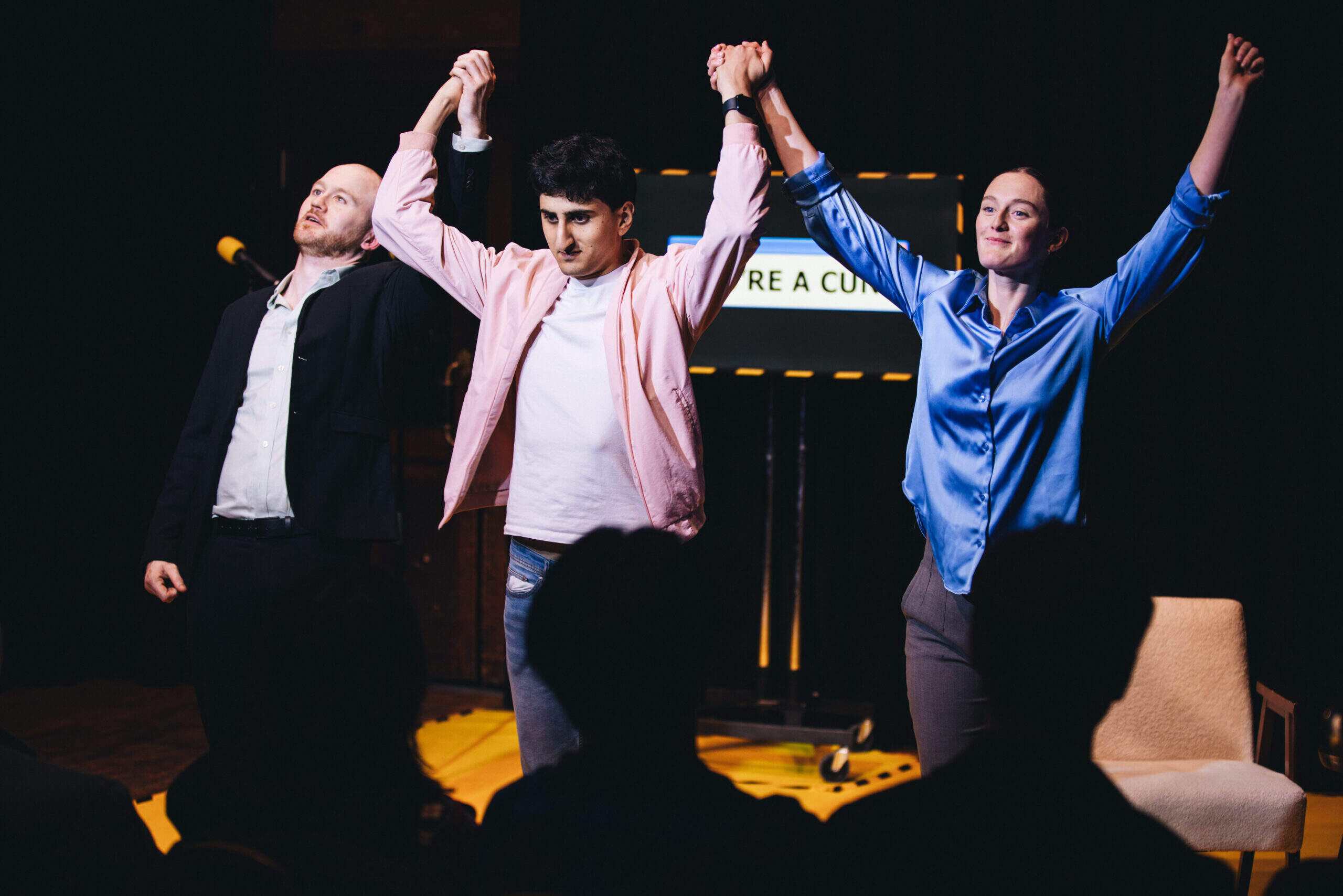 Samuel Brewer, Aarian Mehrabani and Chloe Palmer in FlawBored's "It's a Motherf**king Pleasure." (Courtesy Alex Brenner)