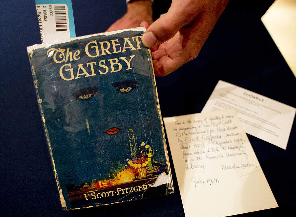 A copy of "The Great Gatsby" by F. Scott Fitzgerald is displayed June 6, 2013 at Sotheby's in New York. (Don Emmert/AFP via Getty Images)
