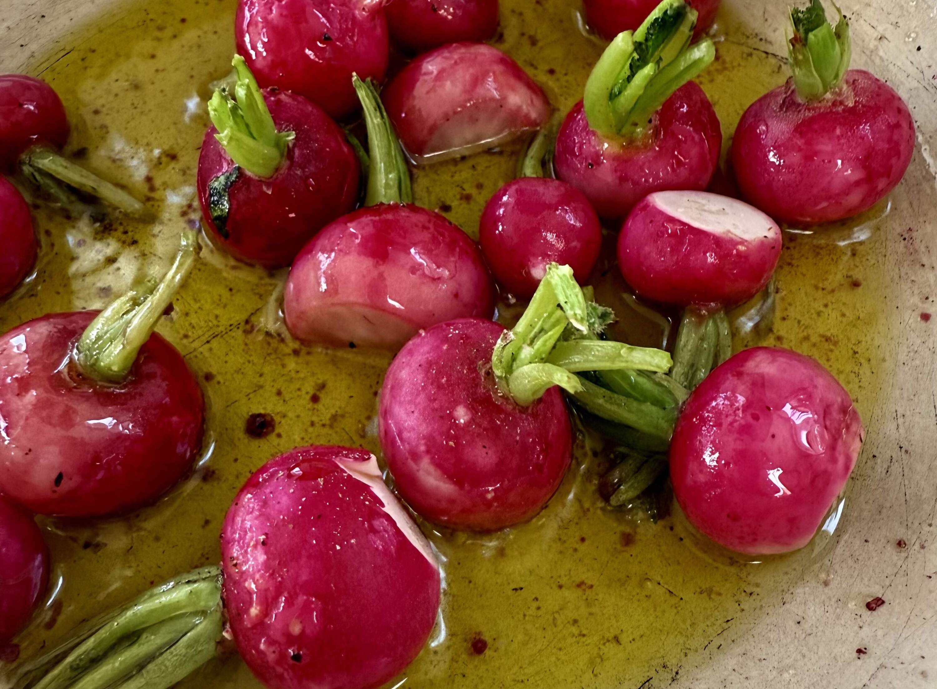 Radishes roasted in butter. (Kathy Gunst/Here &amp; Now)