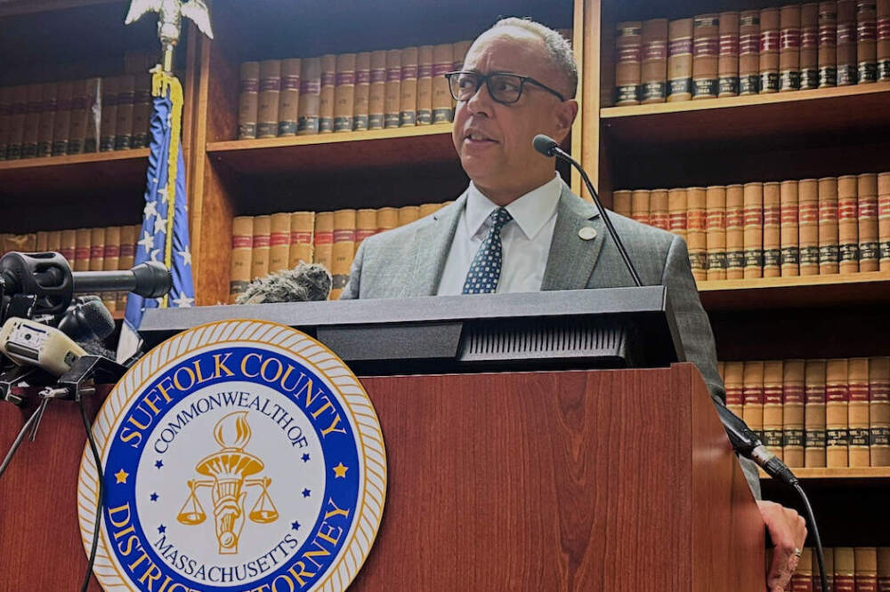 Suffolk County District Attorney Kevin Hayden speaks about the U.S. Immigration and Customs Enforcement detaining a man while he was on trial during a news conference on Wednesday, April 2, 2025 in Boston (Michael Casey/AP)